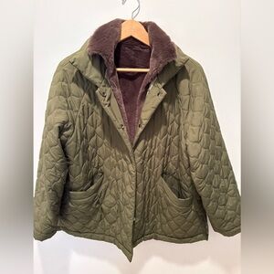 Alice Walk Olive Quilted car coat with removable lining